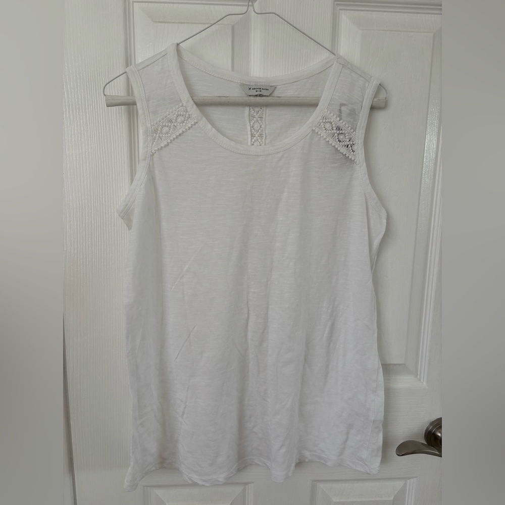Denver Hayes 100% Cotton White Lace Accent Tank Top